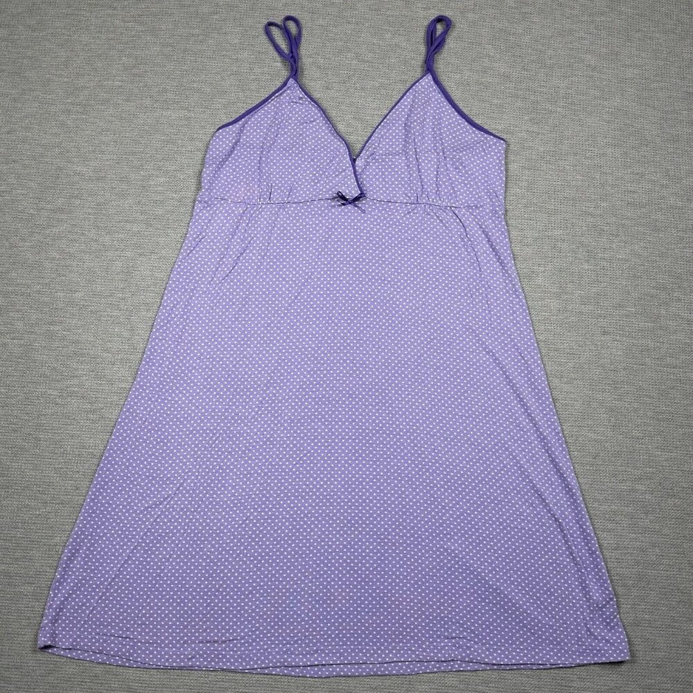 Relativity Intimates Night Dress Size L Purple Polka Dots V Neck Sleeveless - Picture 5 of 14